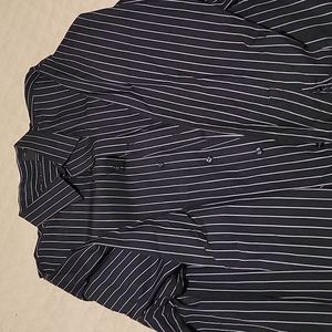 EUC J. Ferrar Dress Shirt Black Grey Black Stripes 3XLT Neck 19-19.5